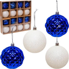 набір кульок ялинкових 8см. 16шт., синій/білий  2481M/119737  (1/24)