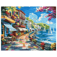 картина за номер. Ідейка 40х50см. "Містечко біля океану"  КНО2793
