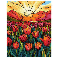 картина за номер. Ідейка 40х50см. "Поле тюльпанів"  КНО3282