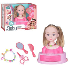 лялька голова для зачісок 17,5х14,5х20,5см., аксесуари, в кор. 18,6х15,6х23,6см.  672-4А  (30/60)