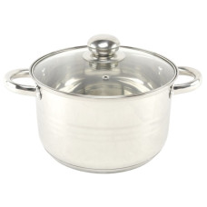 каструля нержав. зі скляною кришкою A-Plus  5,1л.  2168  (12)