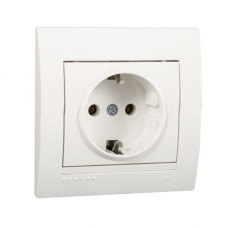 розетка внутрішня Lezard Deriy одинарна, із заземленням, біла  702-0202-122В
