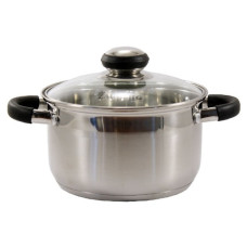 каструля нерж. сферична 3,6л. зі скляною кришкою BLACK  ZB-3.6 CB