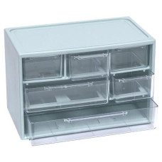 органайзер настільний пластиковий 12х18х9,5см. на 6 відділень сірий  YSJ1016  (48)