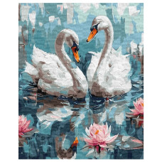 картина за номер. Ідейка 40х50см. "Закохані лебеді"  КНО6620