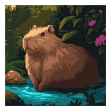 картина за номер. Strateg 30х30см. "Капібара на березі"  ES-0913