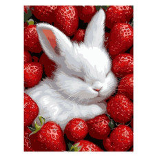 картина за номер. Strateg 30х40см. "Кролик у полуниці"  SS-1253