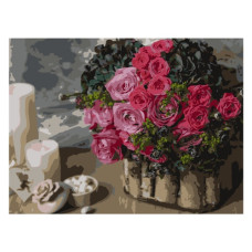 картина за номер. Strateg 30х40см. "Рожевий букет"  SS-1266