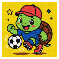 картина за номер. Ідейка 25х25см. дитяча "Черепашка грає у футбол"  КНО1284
