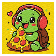 картина за номер. Ідейка 25х25см. дитяча "Черепашка і піца"  КНО1288