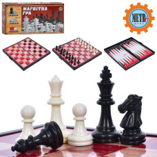 шахи 24,5х24,5см. 3в1 (шашки, нарди) магнітні в кор. 25х13х3см.  9831N  (48)