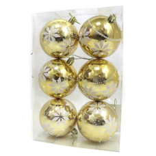 набір ялинкових кульок "Візерунок сніжинки" золот. 8см./6шт.  DSCN1132