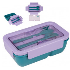 контейнер для їжі YES 850мл. "Fusion" з приладдям, фіолетово-зелений  708170  (25/50)