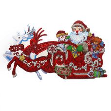 плакат новорічний 2129-3 "Новорічна упряжка" 25х13,5см. укр. напис  (10)