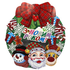 плакат новорічний 7807-3 "Вінок Дід Мороз" 39,5х39,5см. укр. напис  (10)