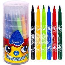 фломастери Marco  1633-21РD, накінечник-пензлик, 21кол. в пл. банці Super Washable  (4/48)