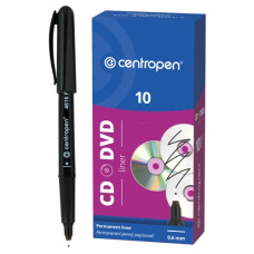 маркер Centropen 4616 для CD/DVD чорний  0,6мм. трикутний корпус  (10/200)