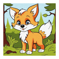 картина за номер. Ідейка 25х25см. дитяча "Пухнаста лисиця"  КНО6113