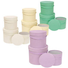 набір подарункових коробок круглих 3шт. (19,7х14,5см. + 17,2х13см. + 14,6х11,3см.)  W1902-1906