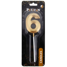свічка для торту Pelican 3D 5см. золото цифра "6"  863206  (12)