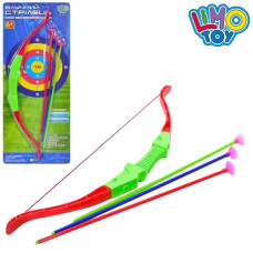 лук 58см., 3 стріли на присосках 42см., на бліст. 64х26см.  М 0013  (48)