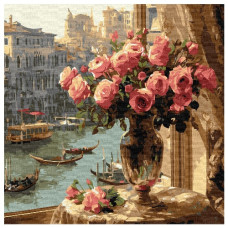 картина за номер. Ідейка 40х40см. "Троянди у Венеції"  КНО6412