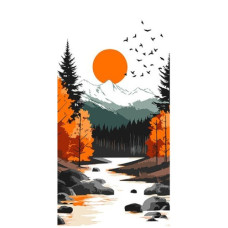 картина за номер. Ідейка 40х80см. "Жовтий місяць серед осіннього лісу"  КНО6415