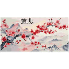 картина за номер. Ідейка 40х80см. "Гілка сакури"  КНО6436