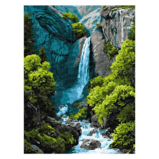картина за номер. Ідейка 30х40см. "Водоспад у горах"  КНО6437