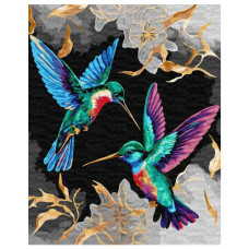 картина за номер. Ідейка 40х50см. "Танець колібрі" з фарбами металік  КНО6590