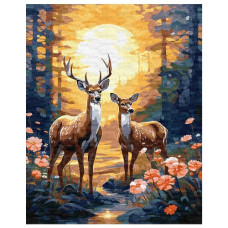картина за номер. Ідейка 40х50см. "Граціозні олені"  КНО6602