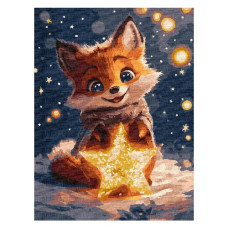картина за номер. Ідейка 30х40см. "Мрійливе лисеня" з фарбами металік  КНО6696
