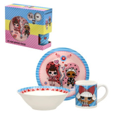 набір дитячий порцеляновий 3 предм. Лялька Лол  ТО-18  (12)