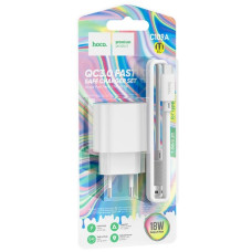 зарядний пристрій Hoco Fighter QC3.0 на 1 USB + шнур Type-C  C109A