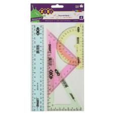 набір вимір. прил. Zibi (лін. 20см. + 2 косинці + тр-р) тонований  ZB.5683-99  (24/144)