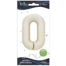кулька-цифра фольгована Pelican  80см. молочна "0"  830900  (5/20)