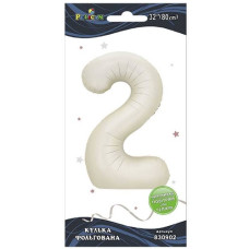 кулька-цифра фольгована Pelican  80см. молочна "2"  830902  (5/20)