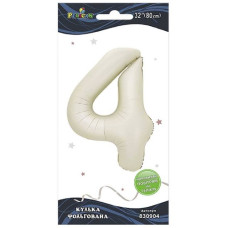 кулька-цифра фольгована Pelican  80см. молочна "4"  830904  (5/20)