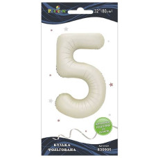 кулька-цифра фольгована Pelican  80см. молочна "5"  830905  (5/20)