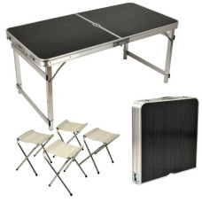 стіл-валіза зміцнений 120х60х70см. (МДФ, алюм. каркас) + 4 стільці  МН-5363-4  (1)