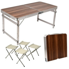стіл-валіза зміцнений 120х60х70см. (МДФ, алюм. каркас) + 4 стільці  МН-5363-1  (1)