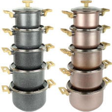 набір каструль 5шт. 2/3/4/5/6л. з антипригарним покриттям та скляними кришками  122843  (2)