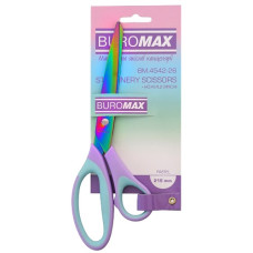 ножиці Buromax  офісні 21,5см. Pastel, асиметр. ручки з гум. вставками, на бліст.  ВМ.4542  (12/144)