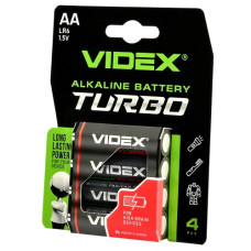 батарейка Videx Turbo Alkaline LR 6  1x4 бліст.  (4/40/720)
