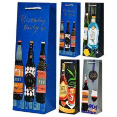 пакет подар. паперовий для пляшки 12х9х36см. "Birthday party"  R95014  (12/720)