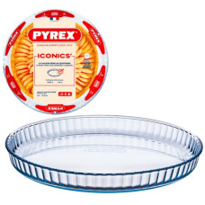 форма для запікання Pyrex скляна кругла 31см., 1,9л., рифлений край  814В000  (6)