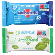 серветки вологі Naturelle antibacterial, D-panthenol/подорожник  48шт.  (24)