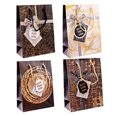 пакет подар. паперовий 26х32х10см. "Абстракція із золотом"  9719-M  (12/480)