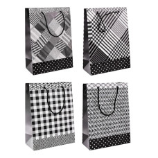 пакет подар. паперовий 26х32х10см. "Чорно-білий мікс"  10009-M  (12/480)