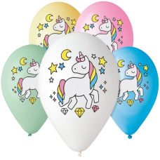 кульки повітряні Італія з малюнком Єдиноріг30см./12"  (ціна за упак. - 100шт.)  1103-1643